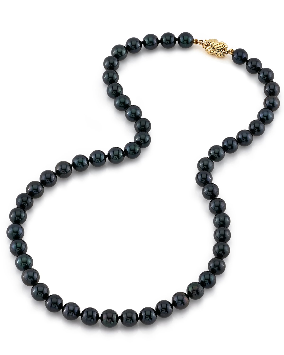 Black Akoya Pearl Necklace in AA+ Quality 7.5-8.0mm