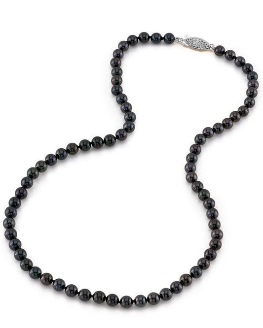 Black Akoya Pearl Necklace in AA Quality