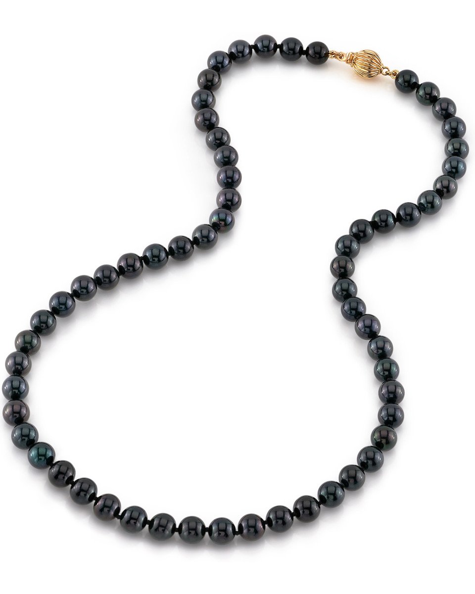 Black Akoya Pearl Necklace in 6.5 to 7.0mm Size