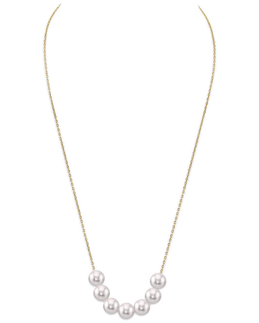 14K Gold Tin Cup Necklace with Japanese Akoya Pearls