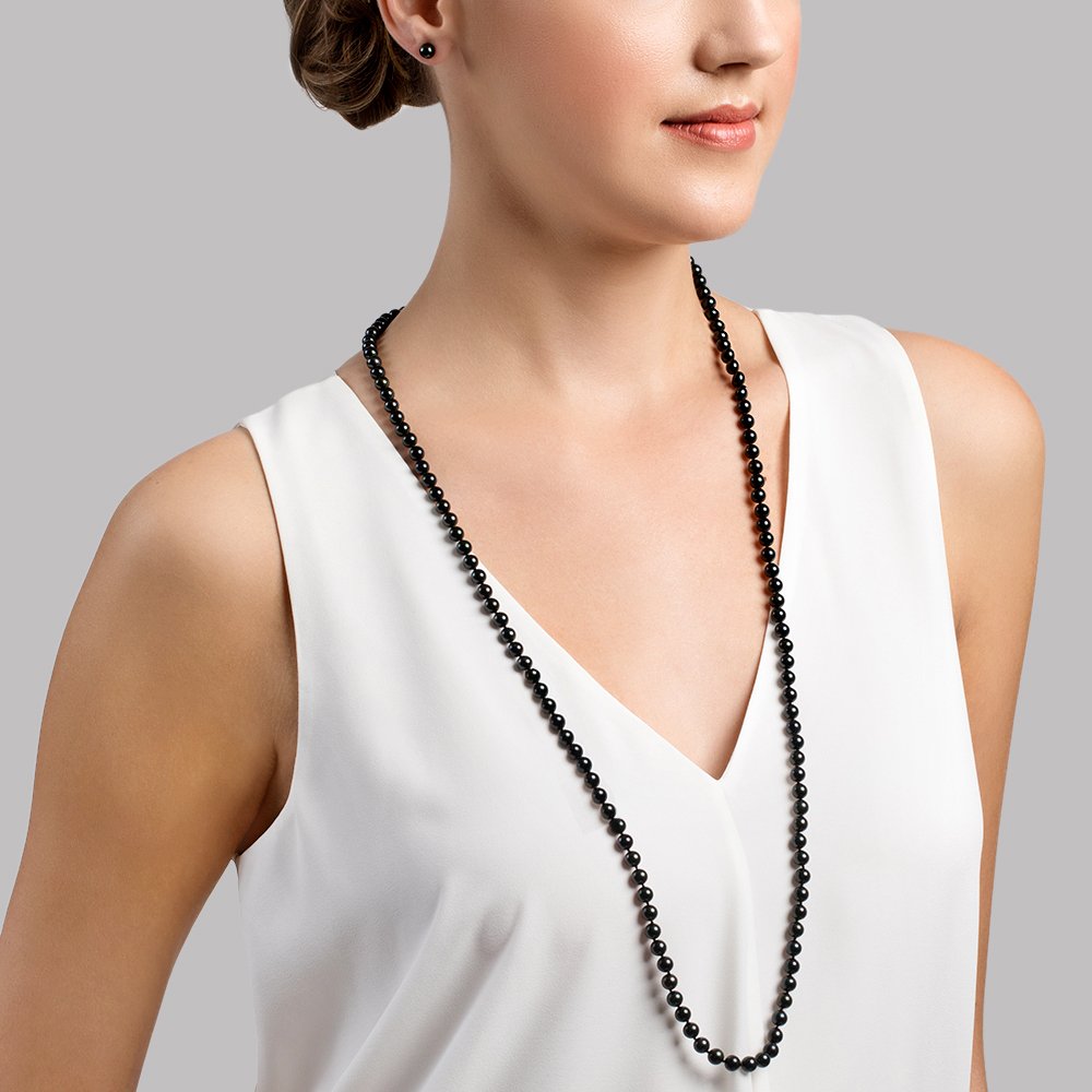 Black Akoya Pearl Opera Length Necklace Options