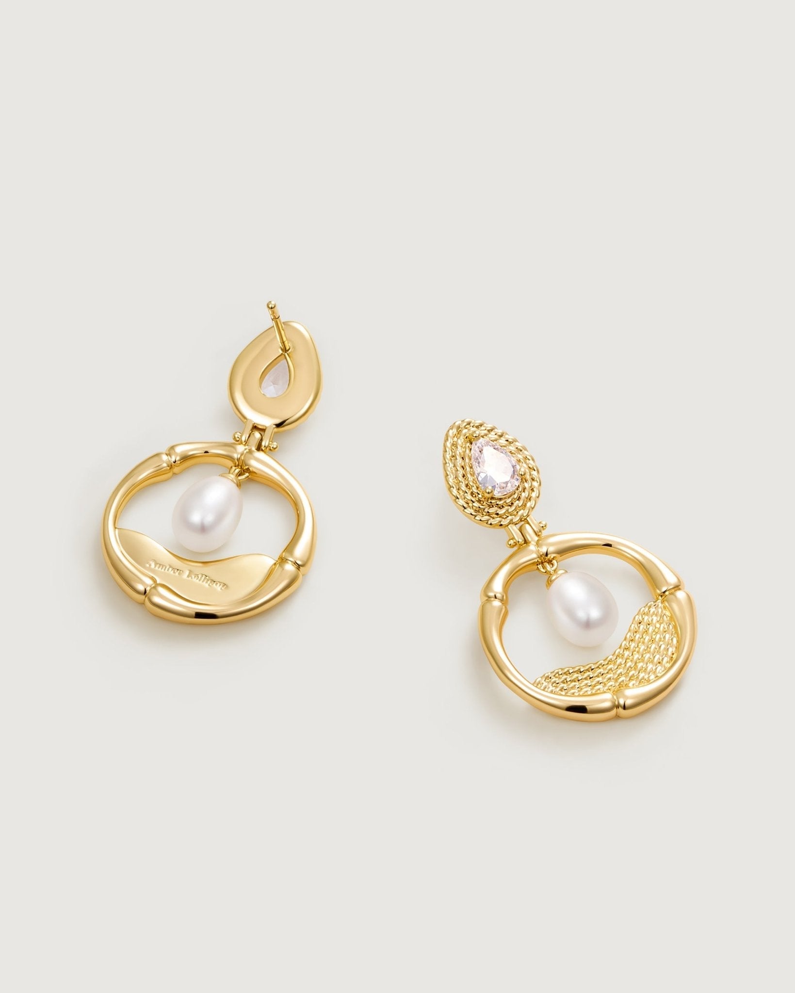 Bamboo Drop Pearl Earring