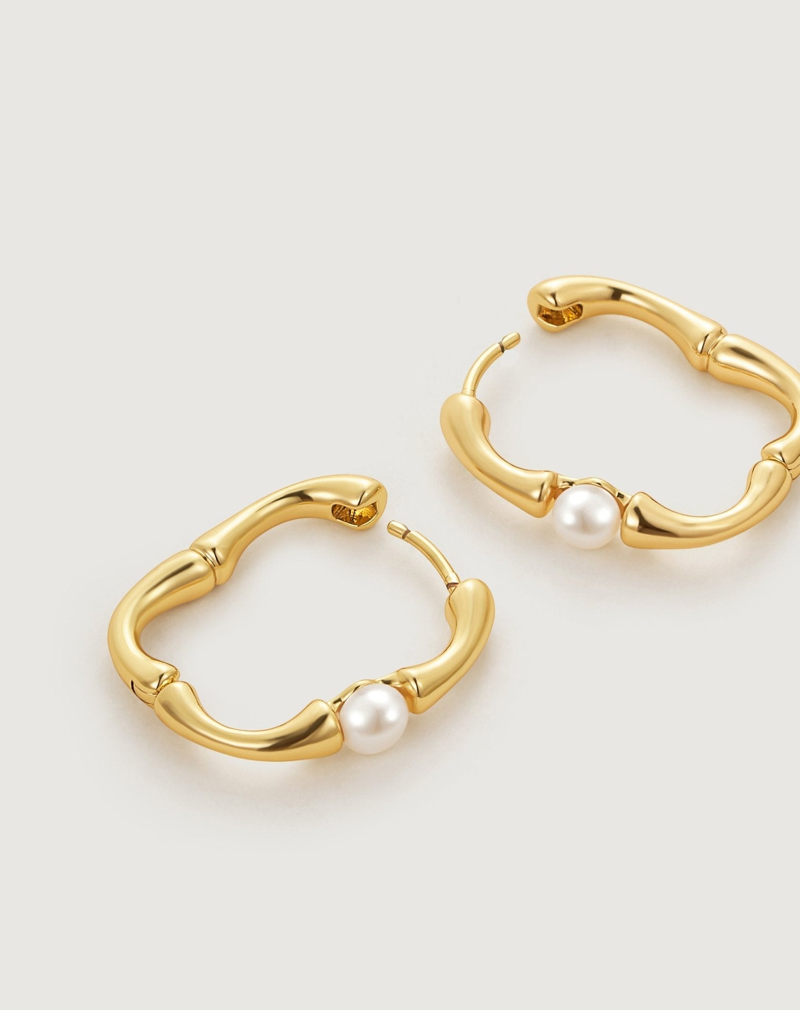 Bamboo Hoop Pearl Earring