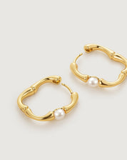 Bamboo Hoop Pearl Earring