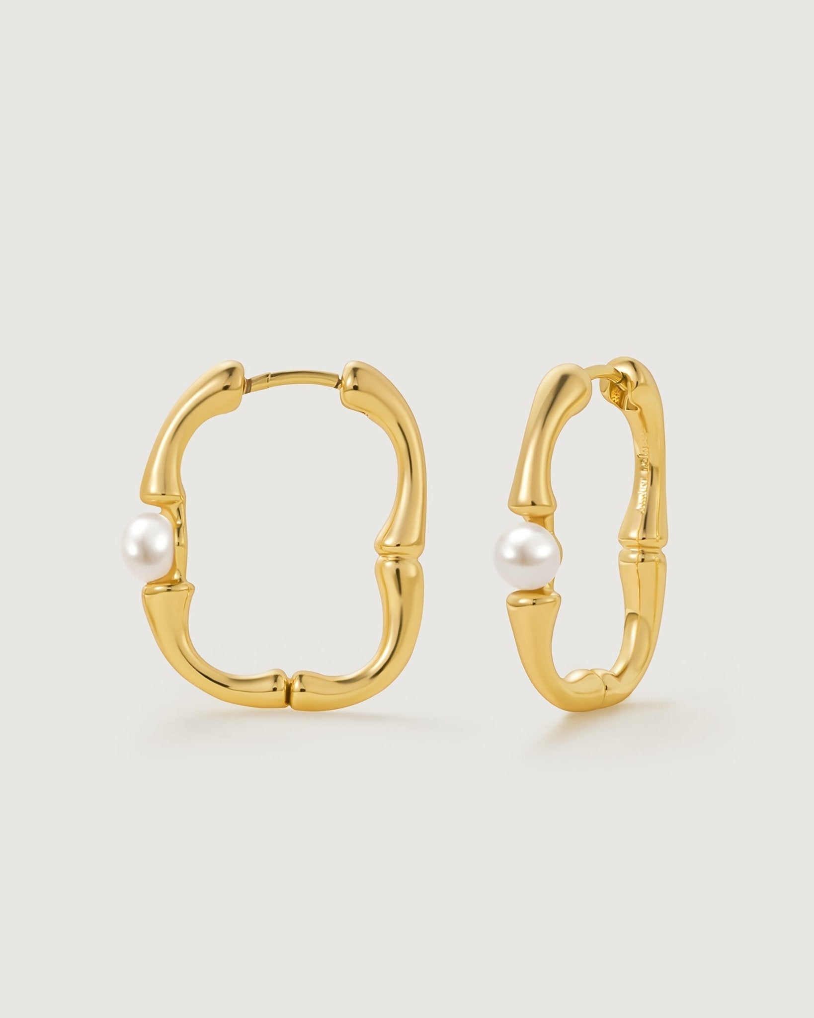 Bamboo Hoop Pearl Earring