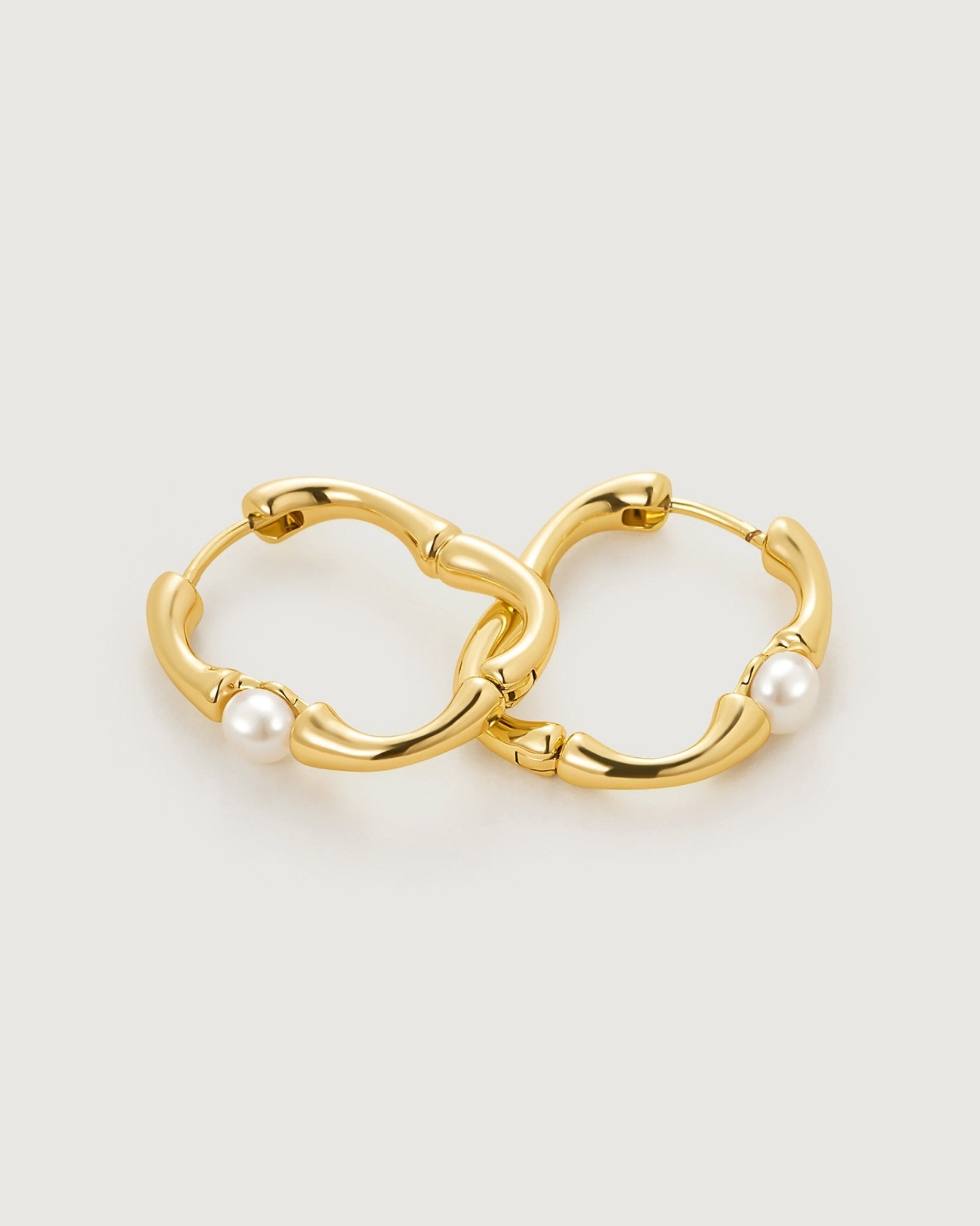 Bamboo Hoop Pearl Earring