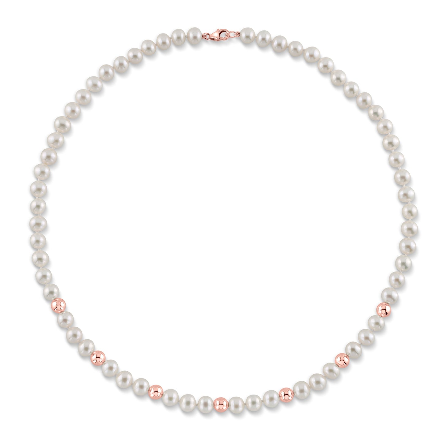 White Freshwater and Rose Gold Pearl Necklace