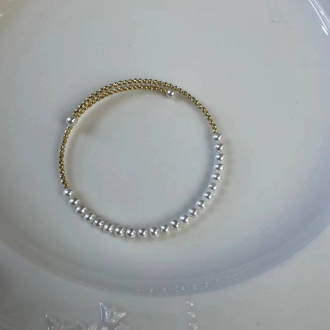 Freshwater Pearl Beaded Bracelet with Gold Accents