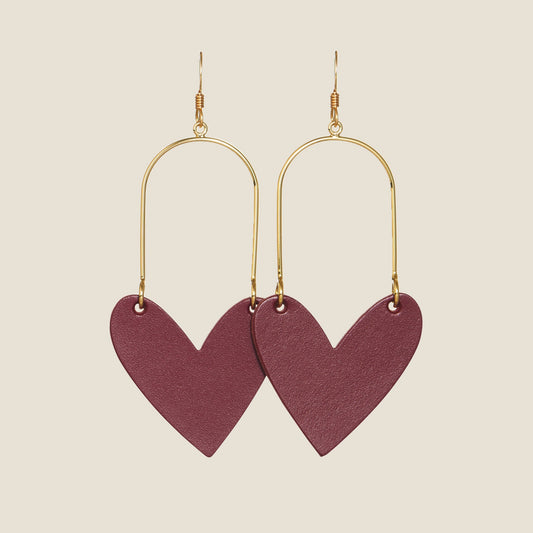 Burgundy Heart Shaped Pendant Necklace