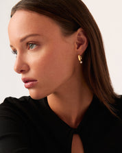 Button Pearl Square Small Hoop Earrings | 18k Gold Plated/Pearl