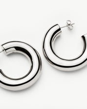 Chubby Large Hoop Earrings | Silver Plated