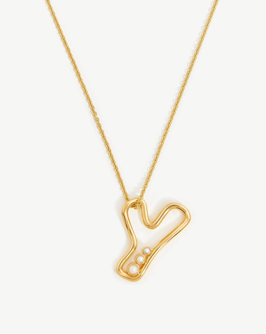 18k Gold Vermeil Chubby Pearl Initial Necklace