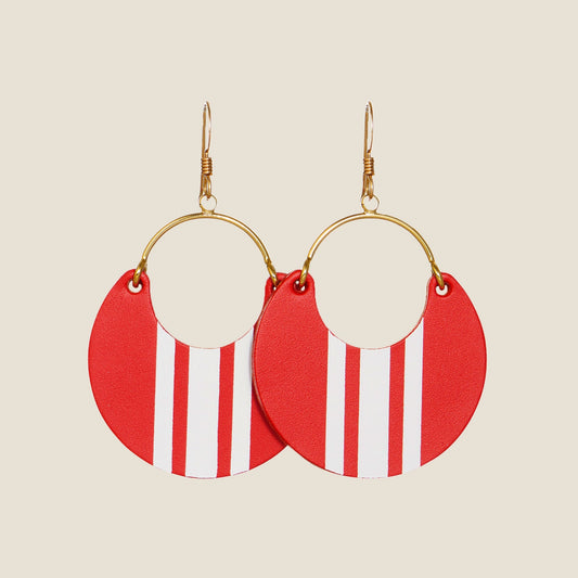 Crimson Colored Rally Style Earrings