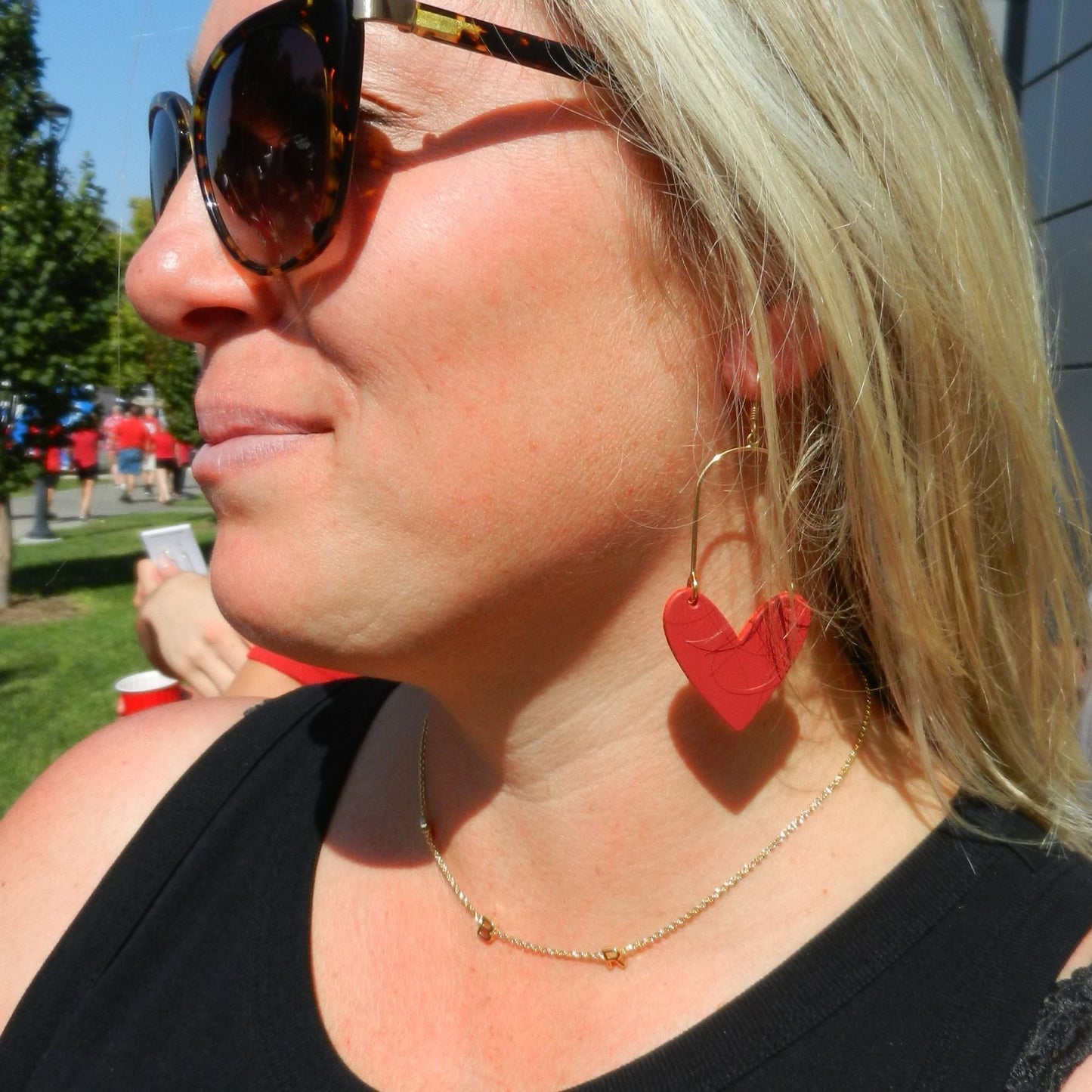 Crimson Heart Shaped Jewelry Set in Silver