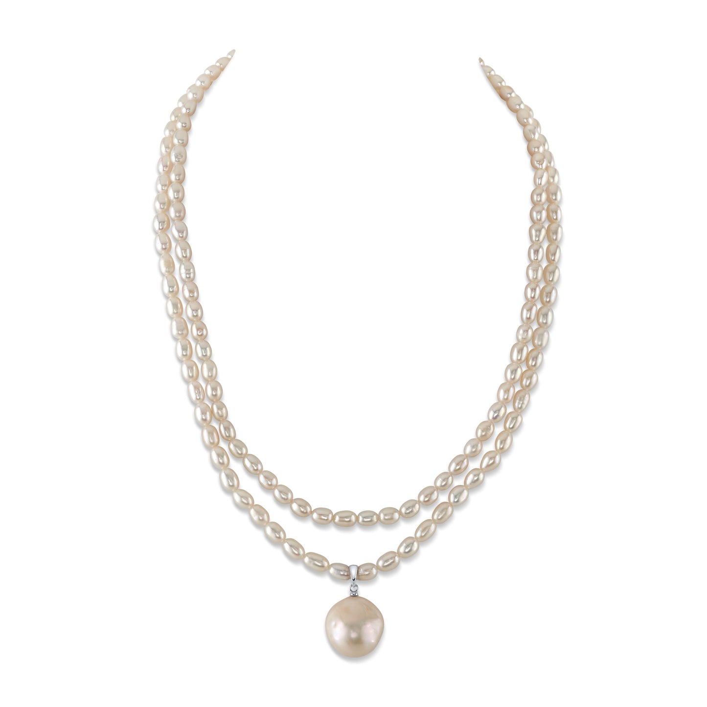 Double Strand White Freshwater Pearl Necklace 4.5-5.0mm