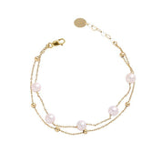 Layered Freshwater Pearl Bracelet 14K Yellow Gold