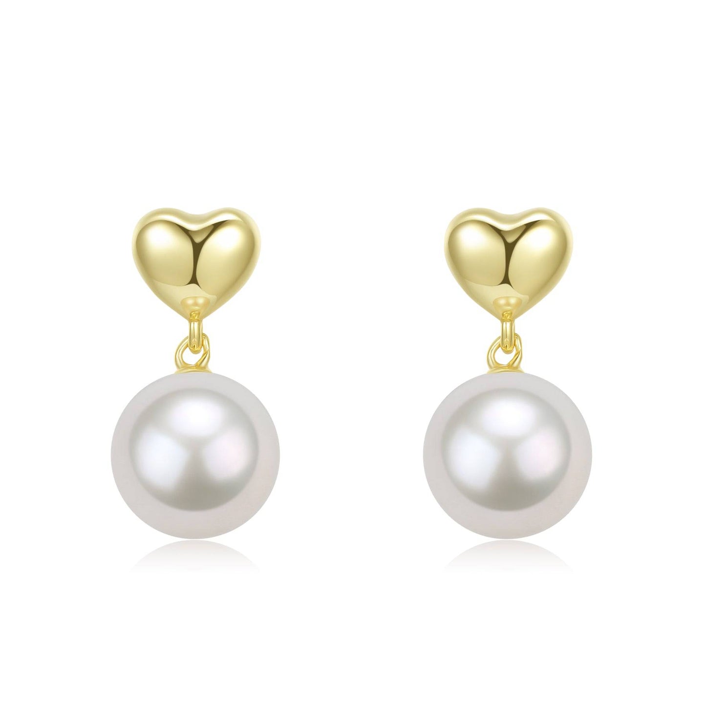 Freshwater Pearl Heart Stud Earrings in 10-11mm Size