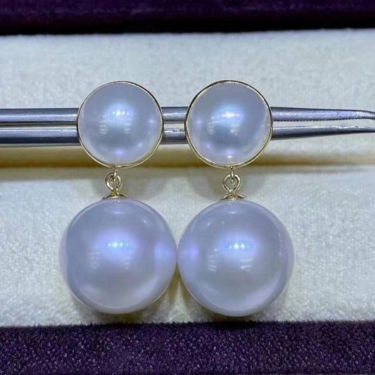 Mabe Pearl Drop Earrings in 11-12 mm Size