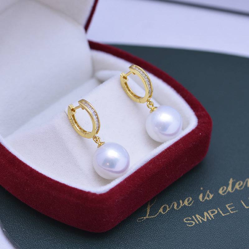 Freshwater Pearl and Zirconia Earrings in Elegant Design