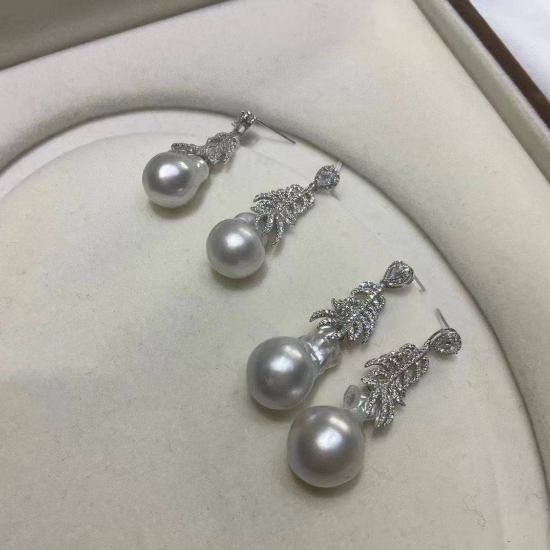 Champagne Golden South Sea Baroque Pearl Earrings