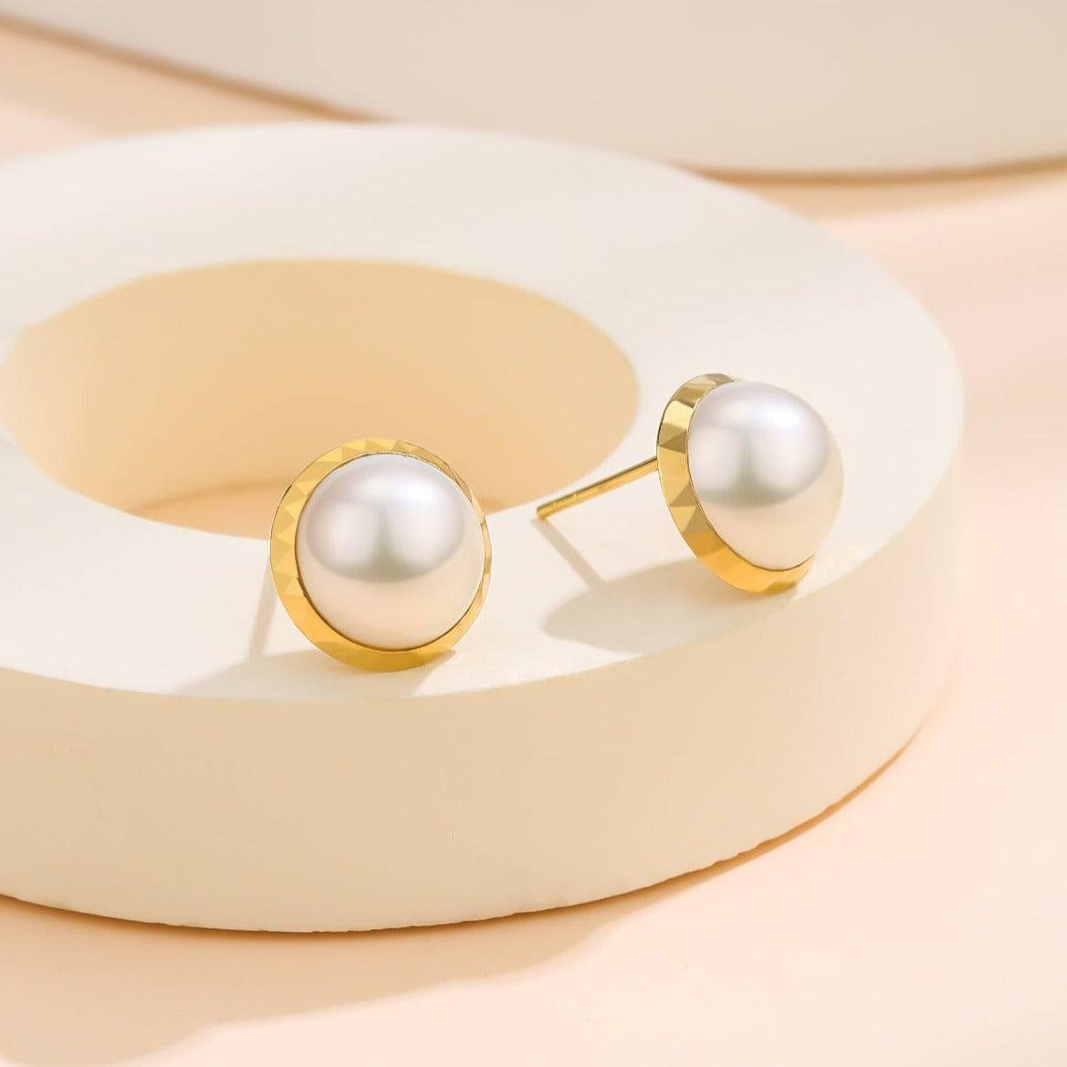 Mabe Pearl Pendant Earrings in 14-15mm Size