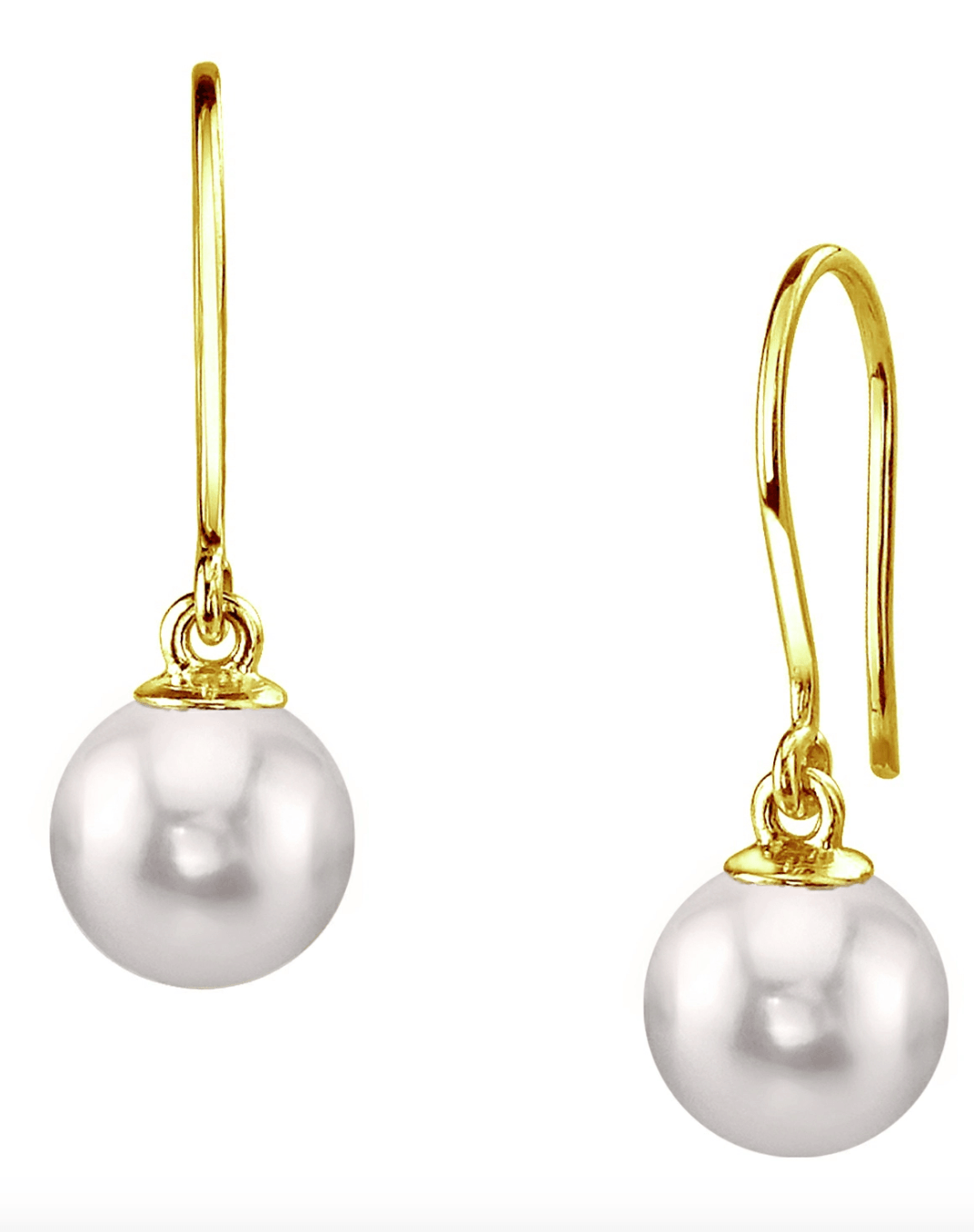 White Akoya Pearl Drop Earrings in 7-7.5mm Size