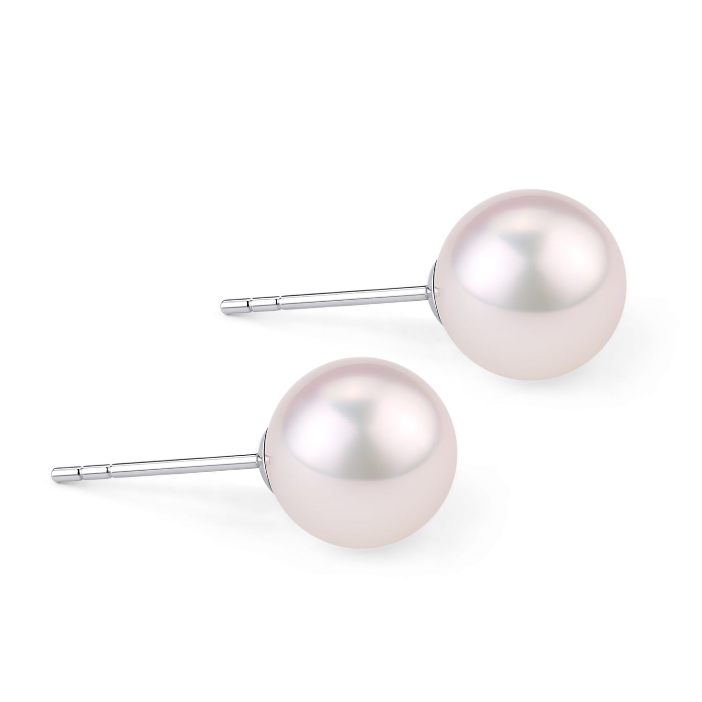 White Akoya Round Pearl Stud Earrings 7.5 to 8mm