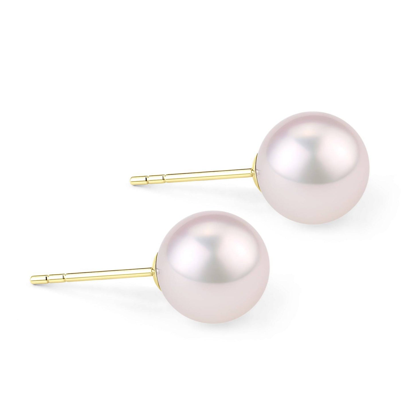 White Akoya Round Pearl Stud Earrings 7.5 to 8mm