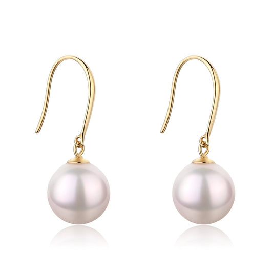 White Akoya Pearl Drop Earrings in 7-7.5mm Size