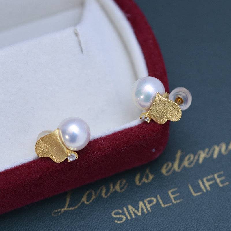 Freshwater Pearl and Sable Earrings 8-9mm