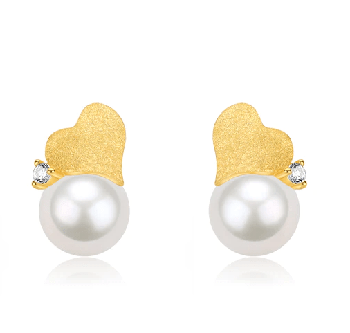 Freshwater Pearl and Sable Earrings 8-9mm