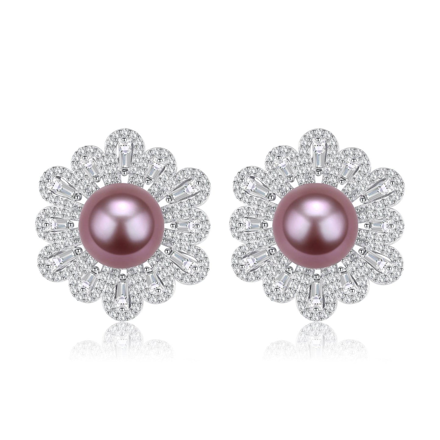 Floral Freshwater Pearl Earrings in 9-10mm Size