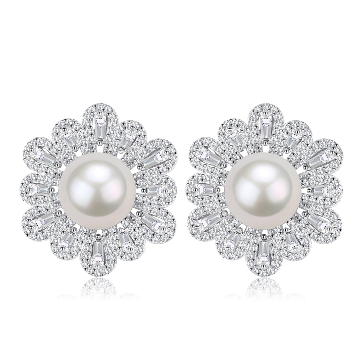 Floral Freshwater Pearl Earrings in 9-10mm Size