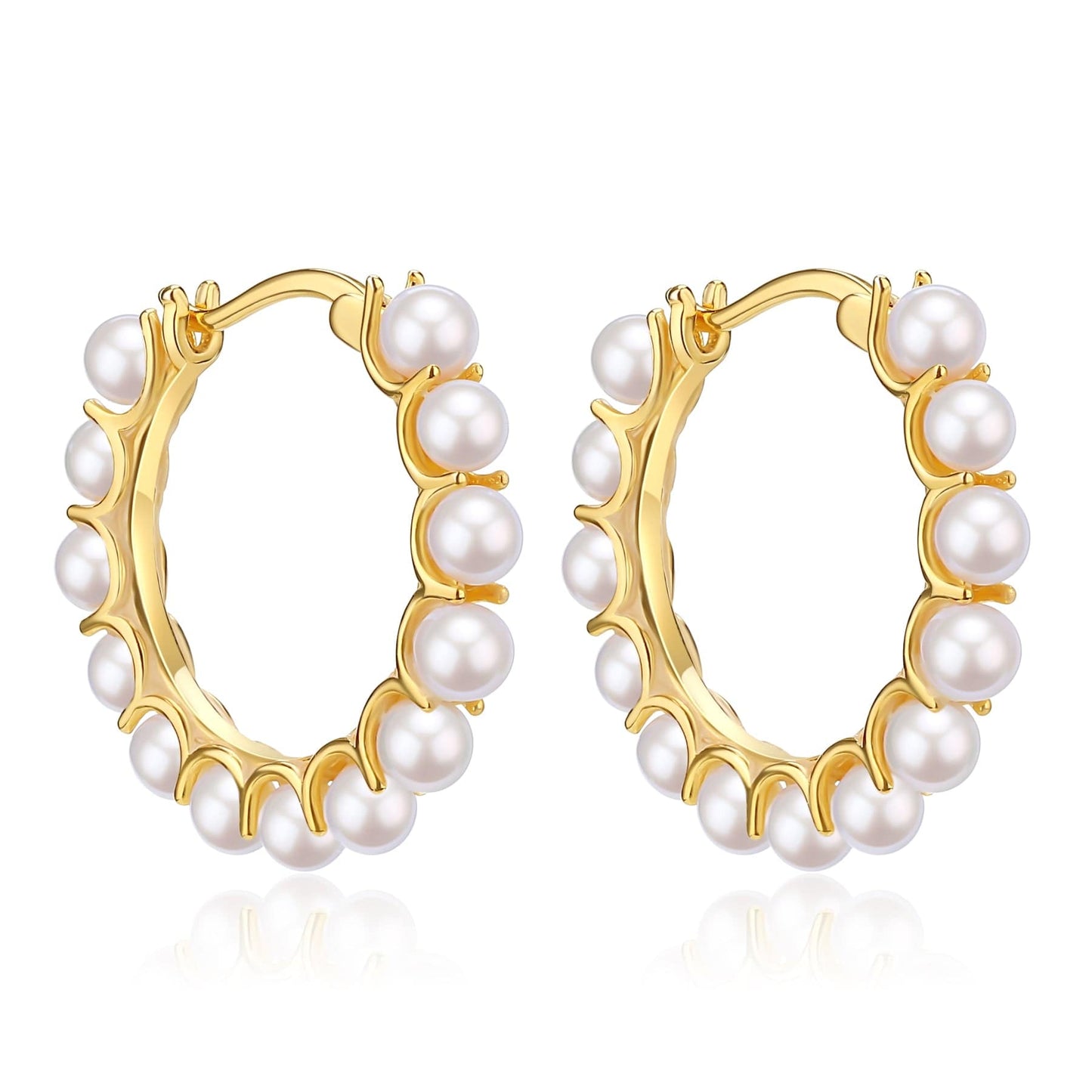 Gold Vermeil Circle Pearl Hoop Earrings