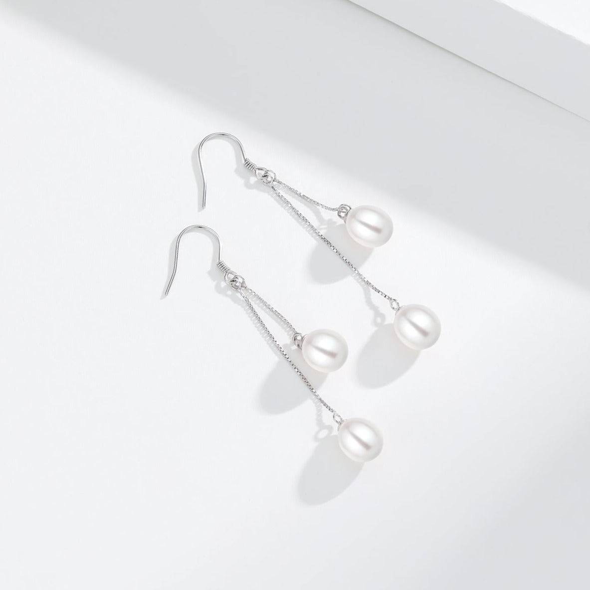 Freshwater Pearl Dangle Cluster Earrings Set