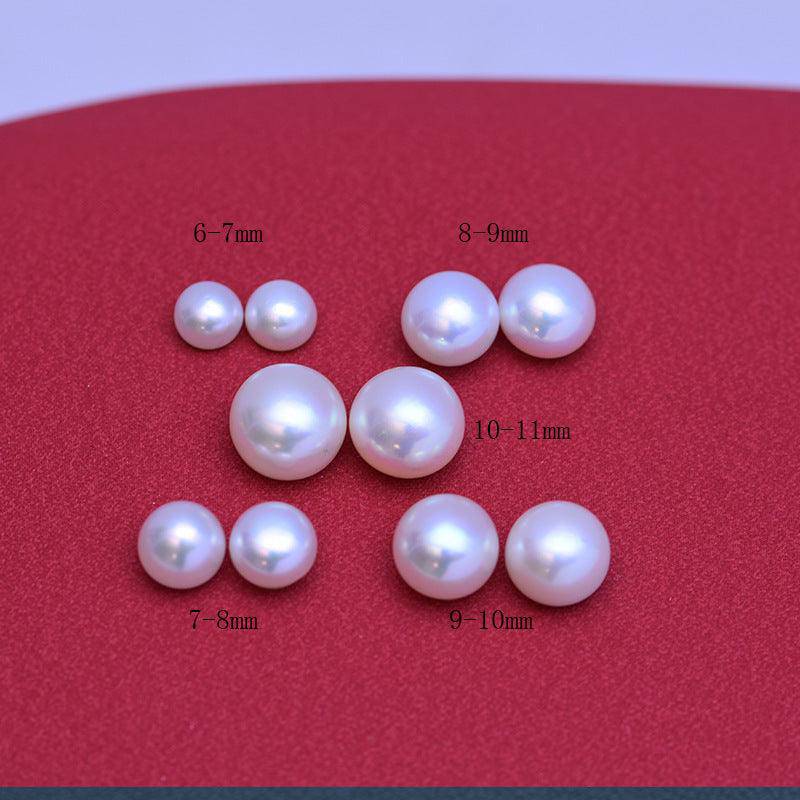 Freshwater Pearl Stud Earrings with Golden Button Design