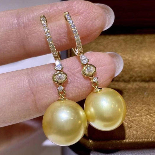 Golden South Sea Pearl Earrings in Elegant Design