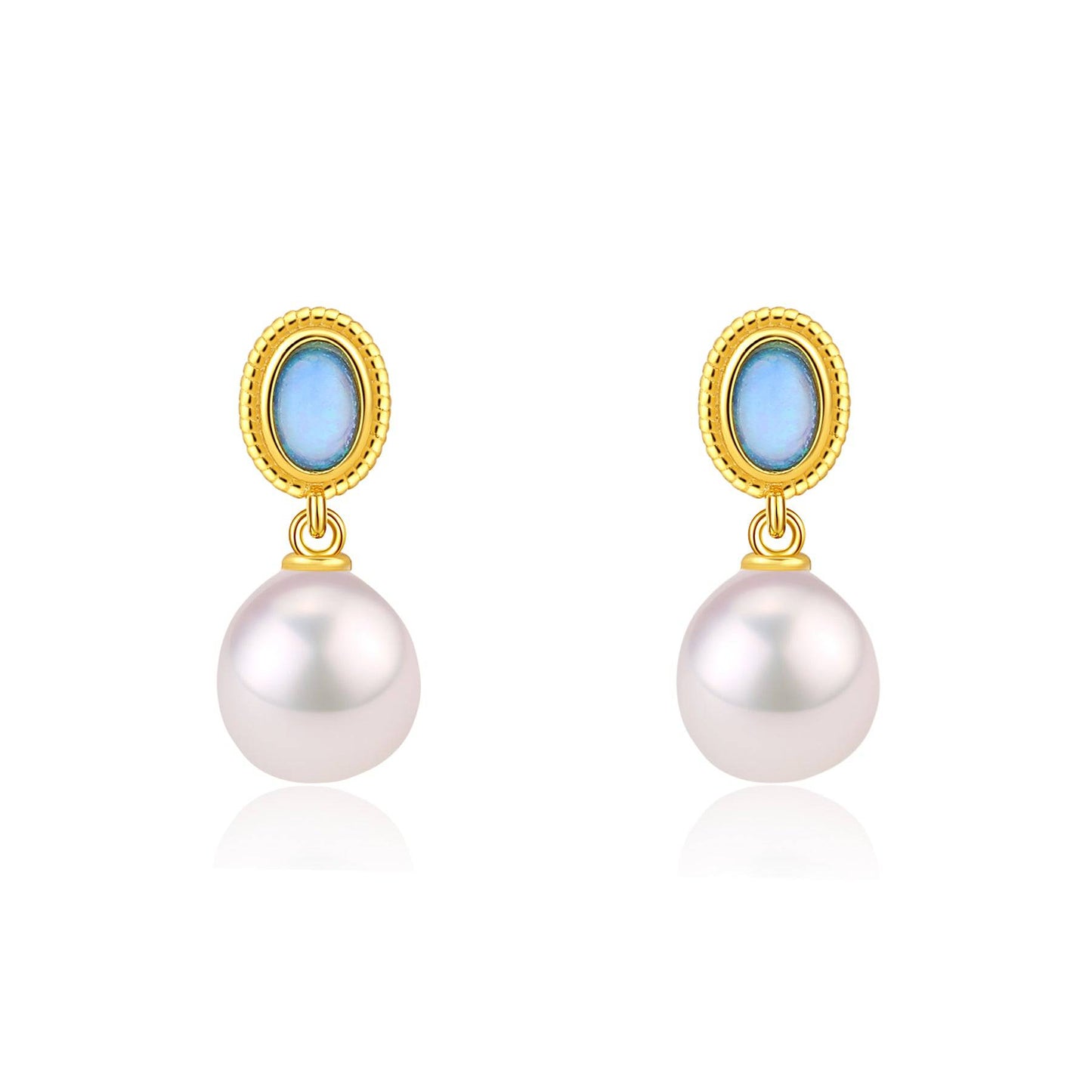 Gold Vermeil Freshwater Baroque Pearls and Opal Set