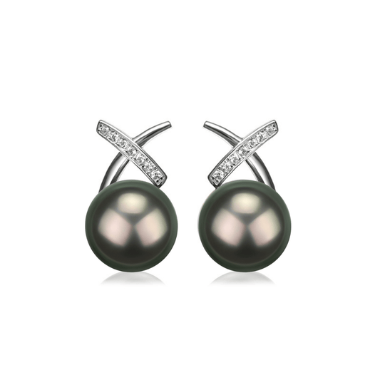 Tahitian Pearl and CZ Earrings for Elegant Style