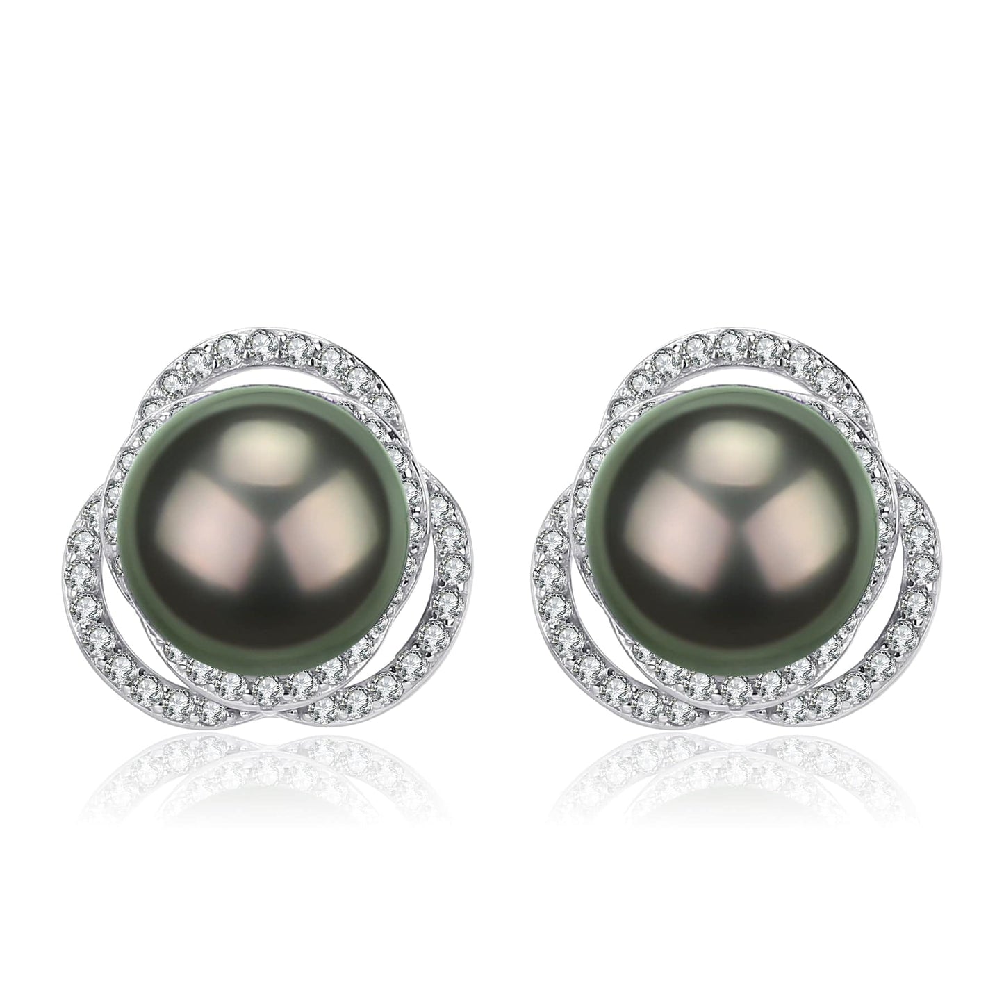 Tahitian Pearl and CZ Elegant Earrings