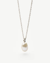 Fine Baroque Pearl Organic Pendant Necklace | 14k Solid White Gold/Pearl