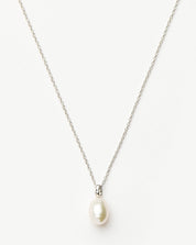 Fine Baroque Pearl Organic Pendant Necklace | 14k Solid White Gold/Pearl