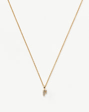 Fine Diamond Initial Mini Pendant Necklace - F | 14k Solid Yellow Gold Plated/Diamond