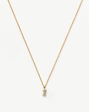 Fine Diamond Initial Mini Pendant Necklace - I | 14k Solid Yellow Gold Plated/Diamond