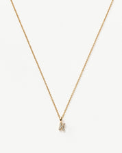 Fine Diamond Initial Mini Pendant Necklace - K | 14k Solid Yellow Gold Plated/Diamond