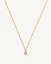 Fine Diamond Initial Mini Pendant Necklace - Q | 14k Solid Yellow Gold Plated/Diamond