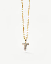 Fine Diamond Initial Mini Pendant Necklace - T | 14k Solid Yellow Gold Plated/Diamond