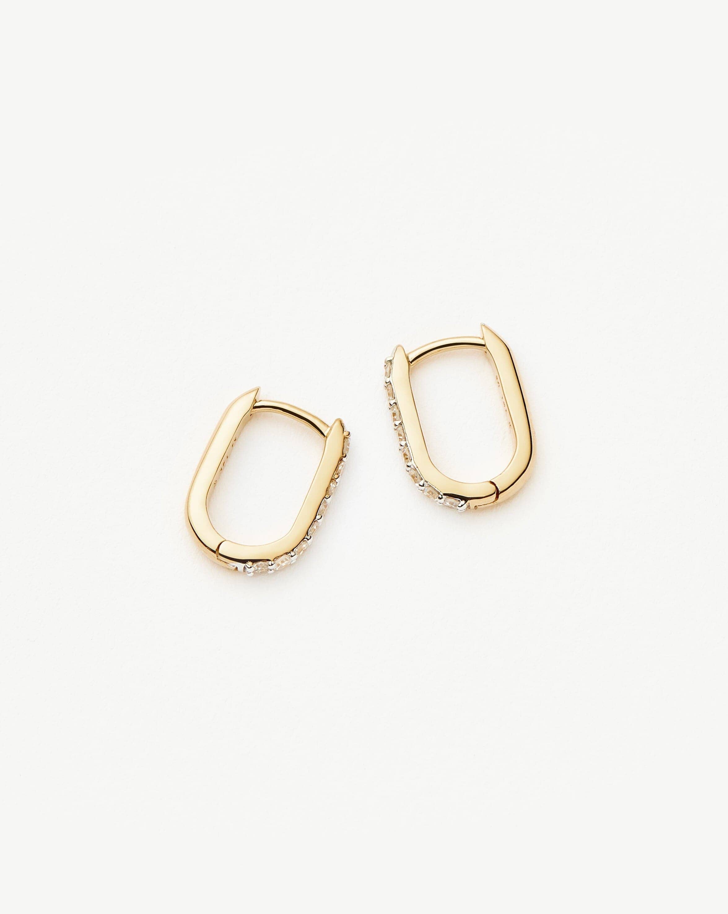 Fine Diamond Ovate Mini Hoop Earrings | 14k Solid Gold/Diamond