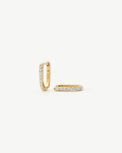 Fine Diamond Ovate Mini Hoop Earrings | 14k Solid Gold/Diamond