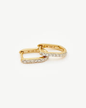 Fine Diamond Ovate Mini Hoop Earrings | 14k Solid Gold/Diamond